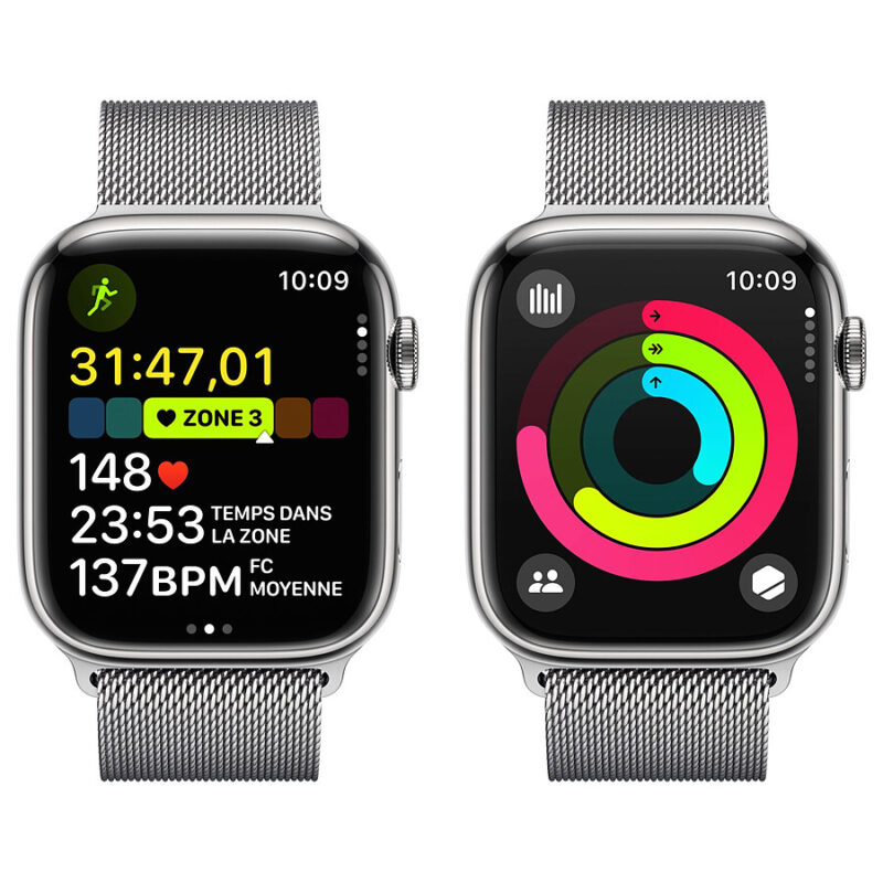 Apple Watch Series 9 GPS + Cellular – Silberner Edelstahl – Bild 4